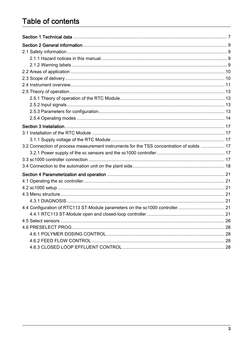 Hach-Lange RTC113 ST-Module User Manual | Page 3 / 50