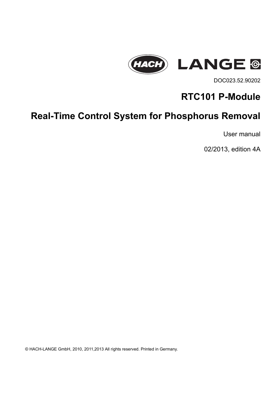Hach-Lange WTOS P-RTC User Manual | 48 pages