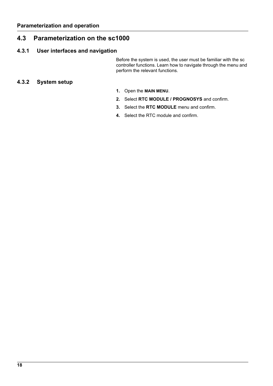 3 parameterization on the sc1000, 1 user interfaces and navigation, 2 system setup | Hach-Lange WTOS P-RTC User Manual | Page 18 / 48