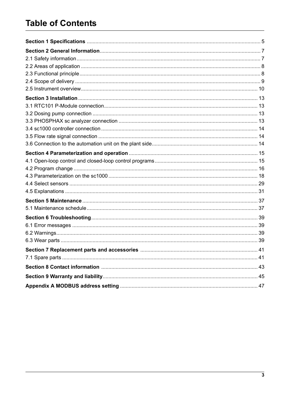 Hach-Lange WTOS P-RTC User Manual | Page 3 / 48