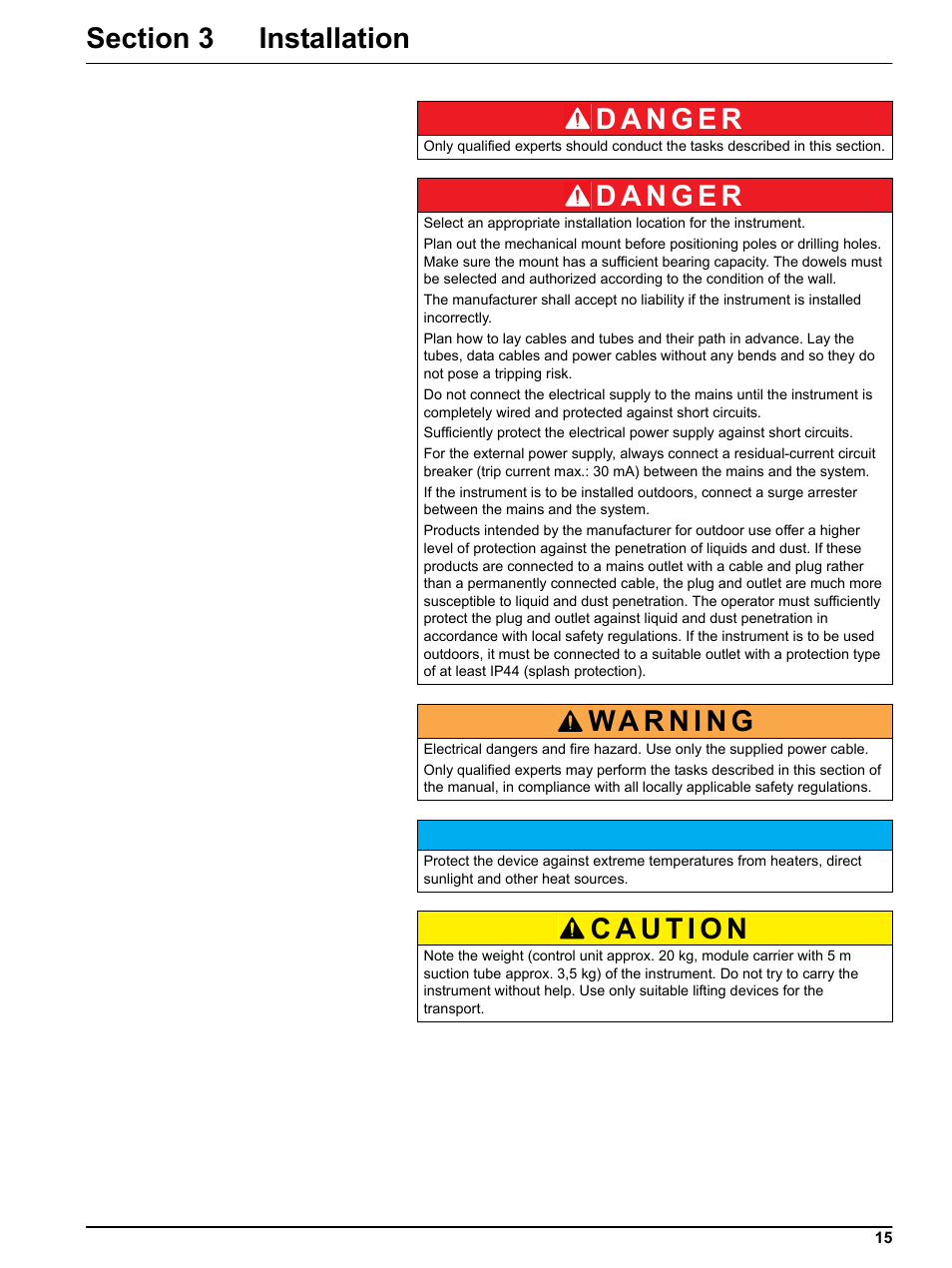 Section 3 installation | Hach-Lange FILTRAX eco User Manual | Page 15 / 54