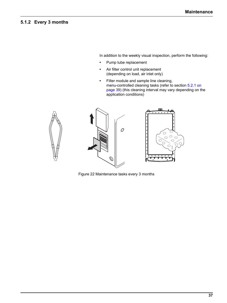 2 every 3 months, Maintenance 5.1.2 every 3 months | Hach-Lange FILTRAX eco User Manual | Page 37 / 54