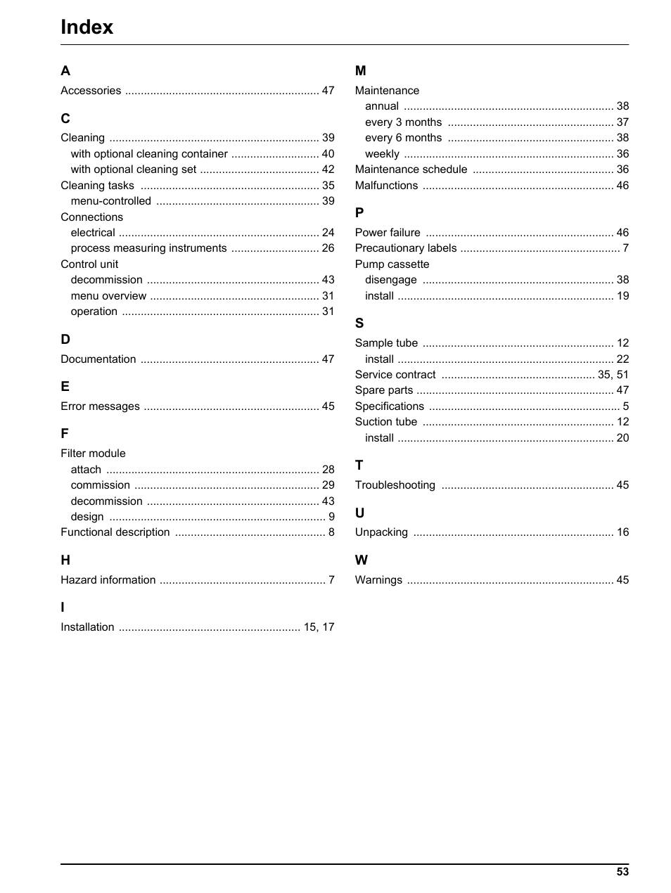 Index | Hach-Lange FILTRAX eco User Manual | Page 53 / 54