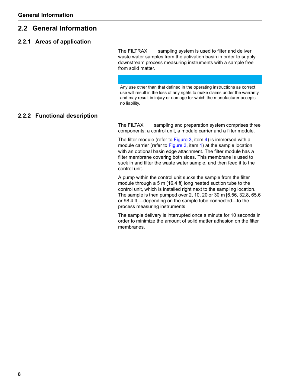 2 general information, 1 areas of application, 2 functional description | Hach-Lange FILTRAX eco User Manual | Page 8 / 54