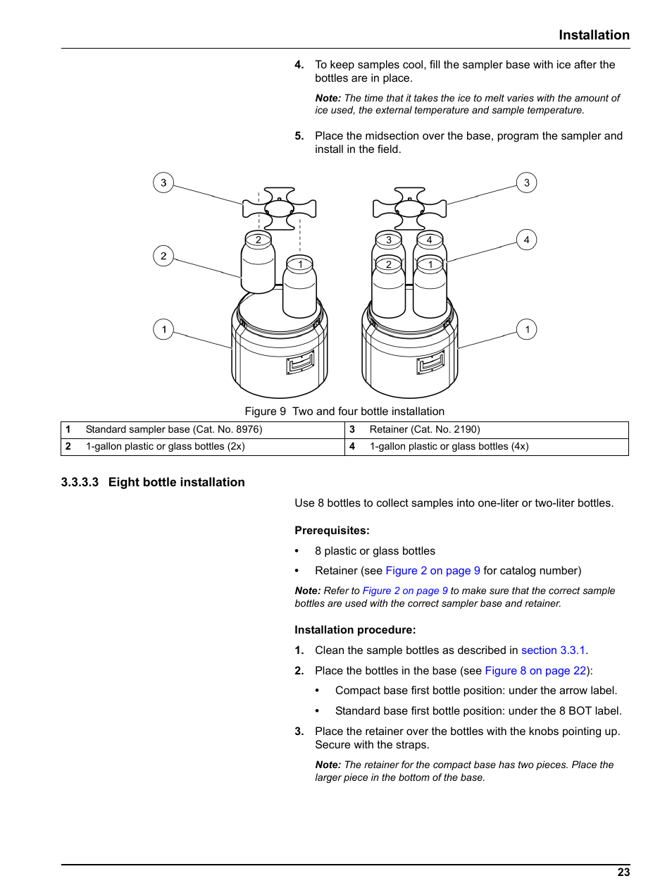 3 eight bottle installation, Figure 9, Installation | Hach-Lange Sigma SD900 Portable User Manual | Page 25 / 82