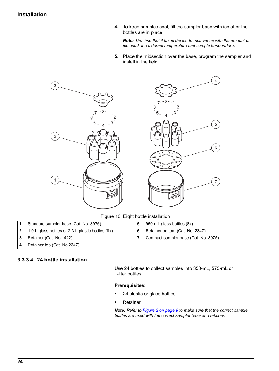 4 24 bottle installation, Installation | Hach-Lange Sigma SD900 Portable User Manual | Page 26 / 82