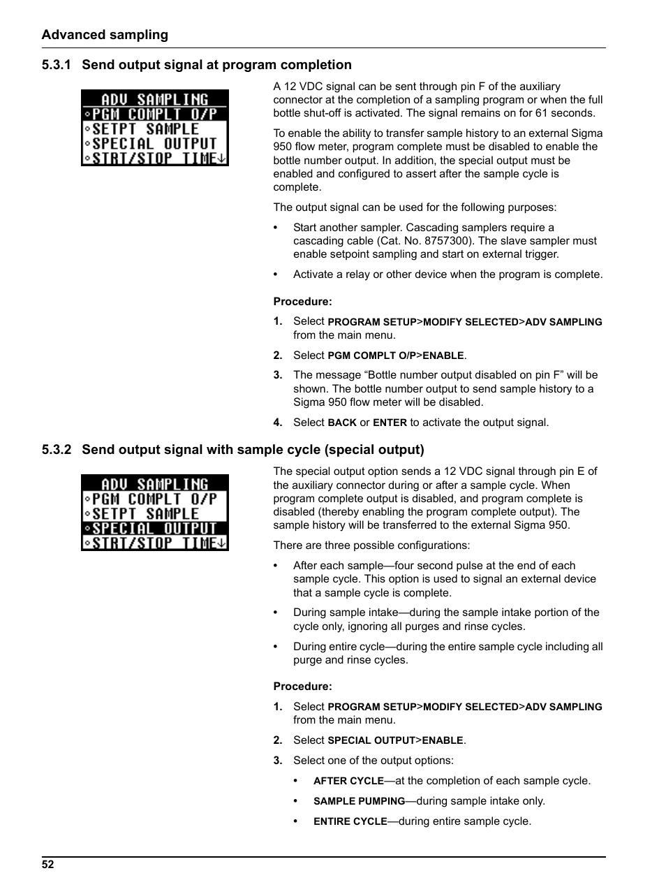 1 send output signal at program completion | Hach-Lange Sigma SD900 Portable User Manual | Page 54 / 82