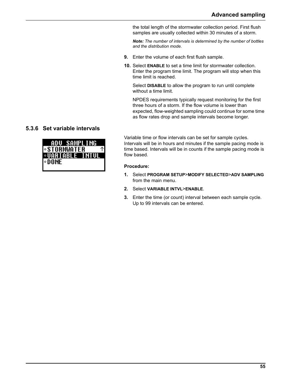 6 set variable intervals, Advanced sampling | Hach-Lange Sigma SD900 Portable User Manual | Page 57 / 82
