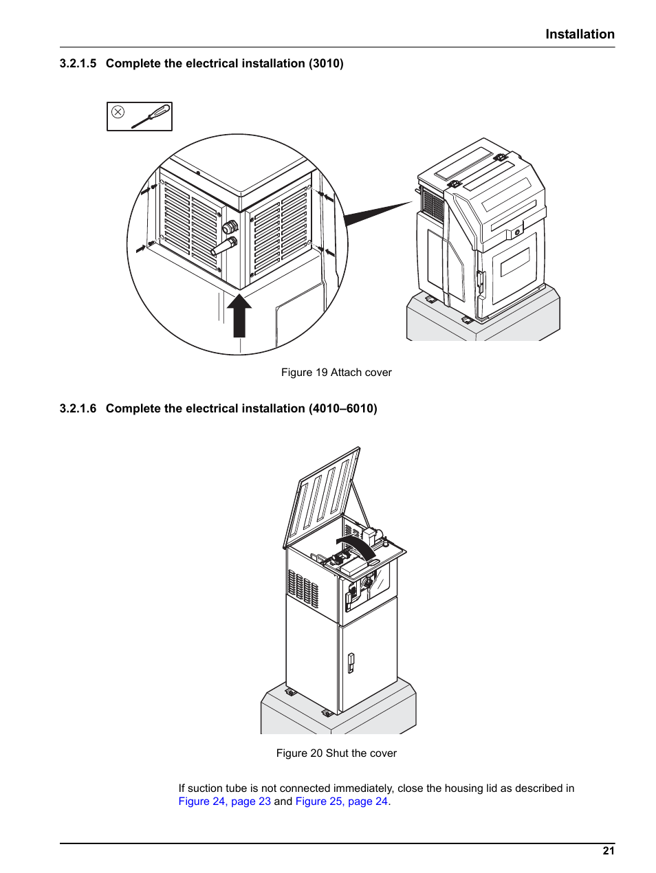 5 complete the electrical installation (3010), 6 complete the electrical installation (4010-6010), Installation | Hach-Lange BUHLER 3010 4010 6010 Short Manual User Manual | Page 21 / 62