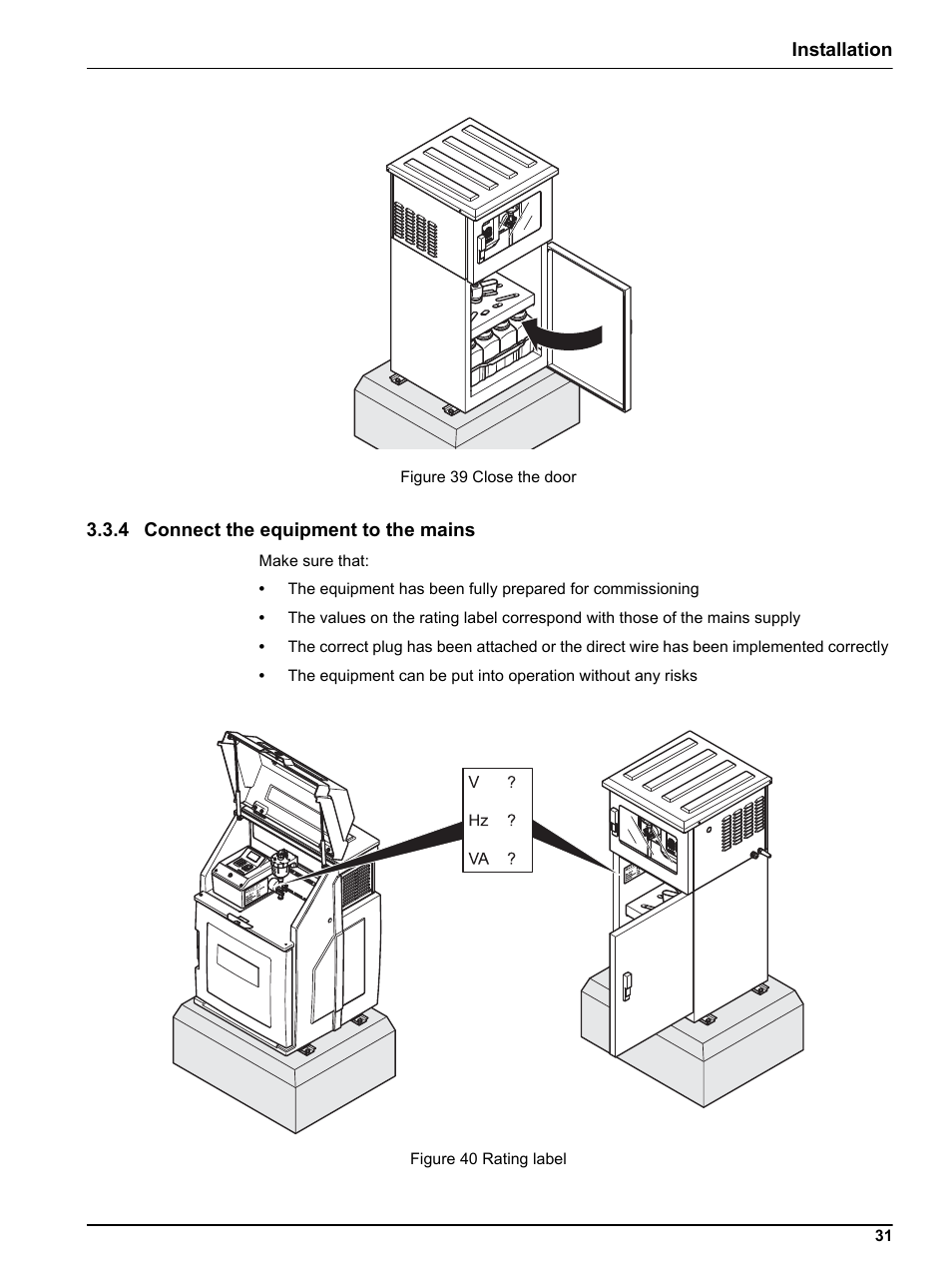 4 connect the equipment to the mains, Installation | Hach-Lange BUHLER 3010 4010 6010 Short Manual User Manual | Page 31 / 62