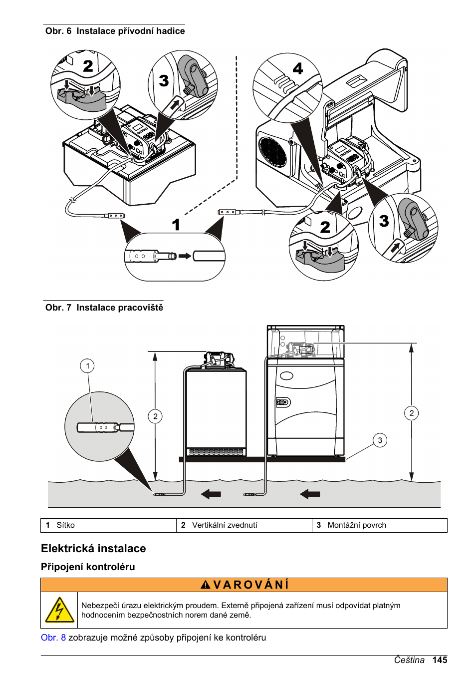 Elektrická instalace, Připojení kontroléru | Hach-Lange SD900 Refrigerated Sampler, SD900 AWRS Basic User Manual User Manual | Page 145 / 400