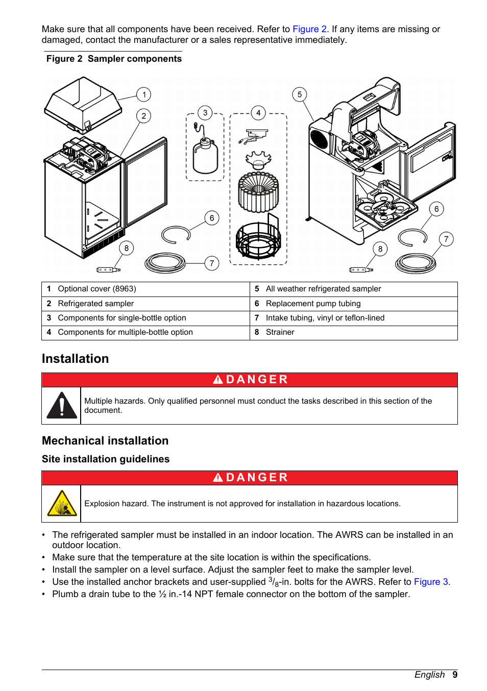 Installation, Mechanical installation, Site installation guidelines | Hach-Lange SD900 Refrigerated Sampler, SD900 AWRS Basic User Manual User Manual | Page 9 / 400