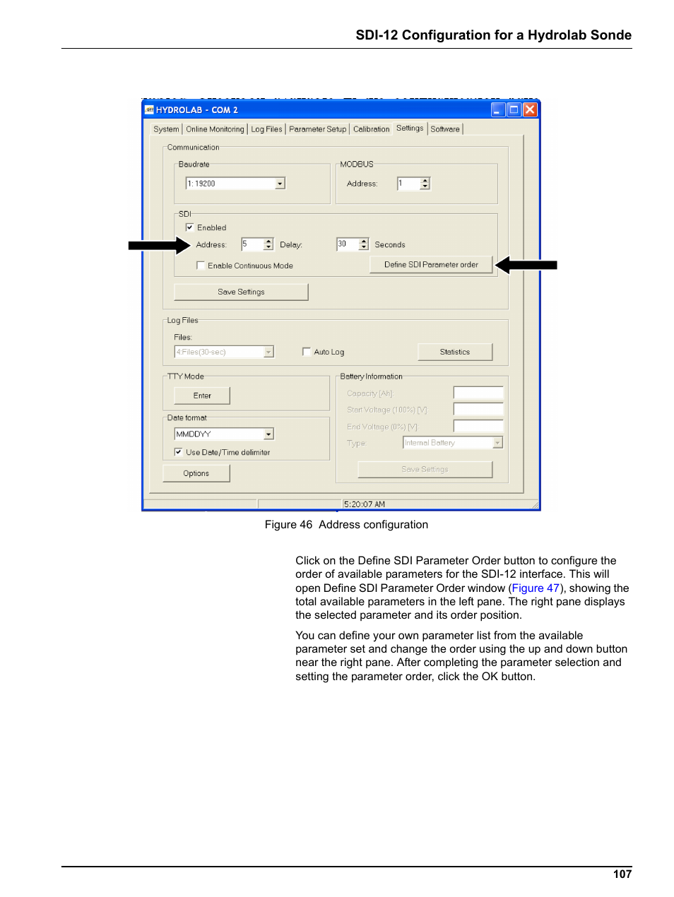 Sdi-12 configuration for a hydrolab sonde | Hach-Lange SIGMA SD900 Refrigerated Sampler and All Weather Refrigerated Sampler User Manual User Manual | Page 109 / 114
