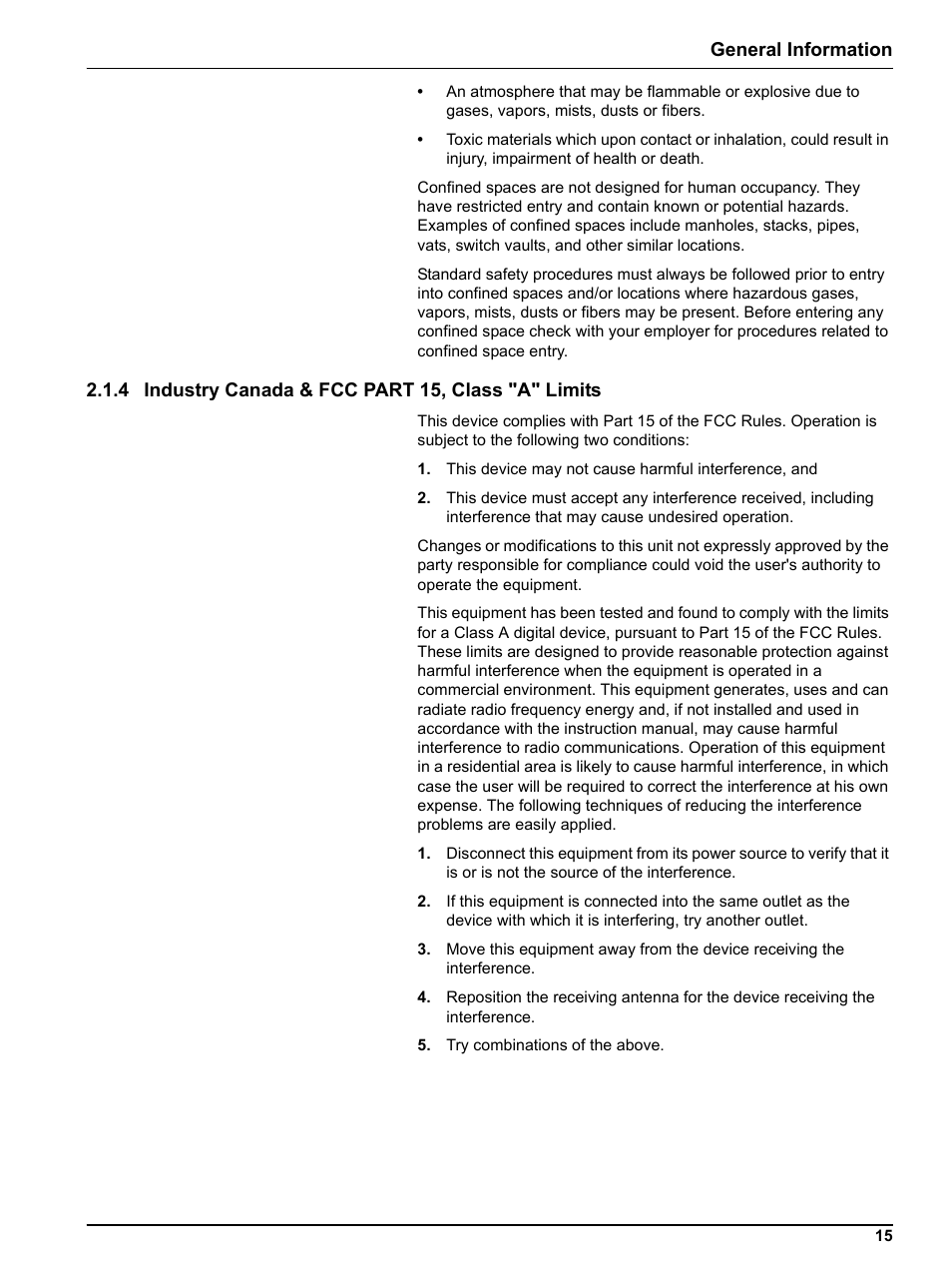 4 industry canada & fcc part 15, class "a" limits, General information | Hach-Lange SIGMA SD900 Refrigerated Sampler and All Weather Refrigerated Sampler User Manual User Manual | Page 17 / 114