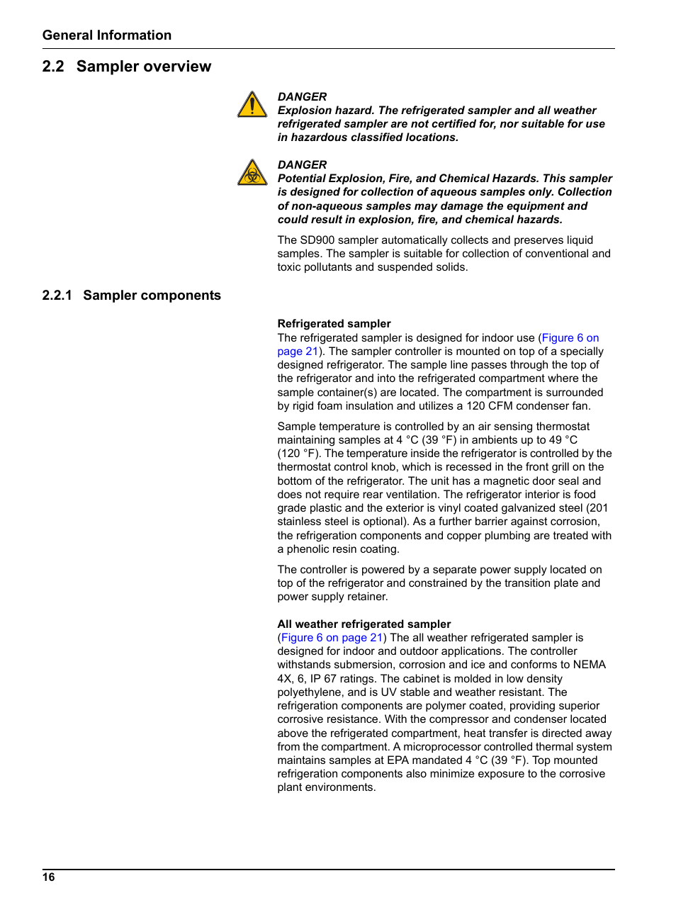 2 sampler overview, 1 sampler components | Hach-Lange SIGMA SD900 Refrigerated Sampler and All Weather Refrigerated Sampler User Manual User Manual | Page 18 / 114