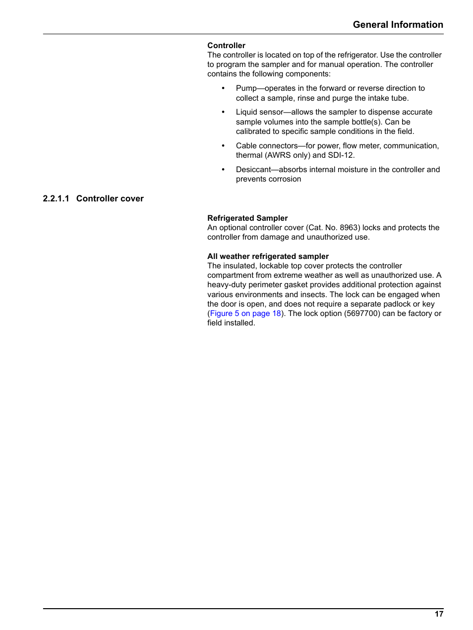 1 controller cover, General information | Hach-Lange SIGMA SD900 Refrigerated Sampler and All Weather Refrigerated Sampler User Manual User Manual | Page 19 / 114
