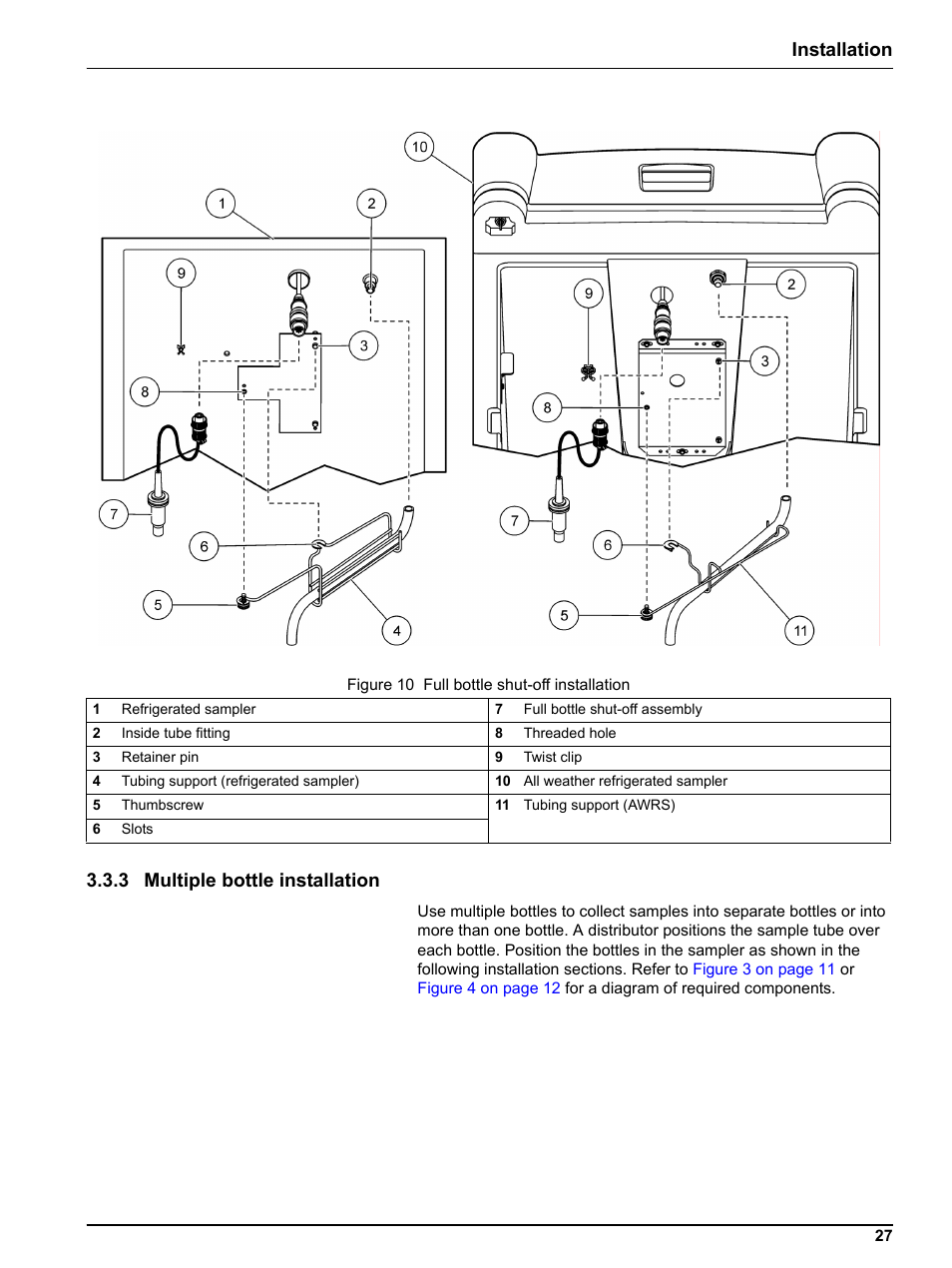 3 multiple bottle installation, Figure 10, Installation 3.3.3 multiple bottle installation | Hach-Lange SIGMA SD900 Refrigerated Sampler and All Weather Refrigerated Sampler User Manual User Manual | Page 29 / 114