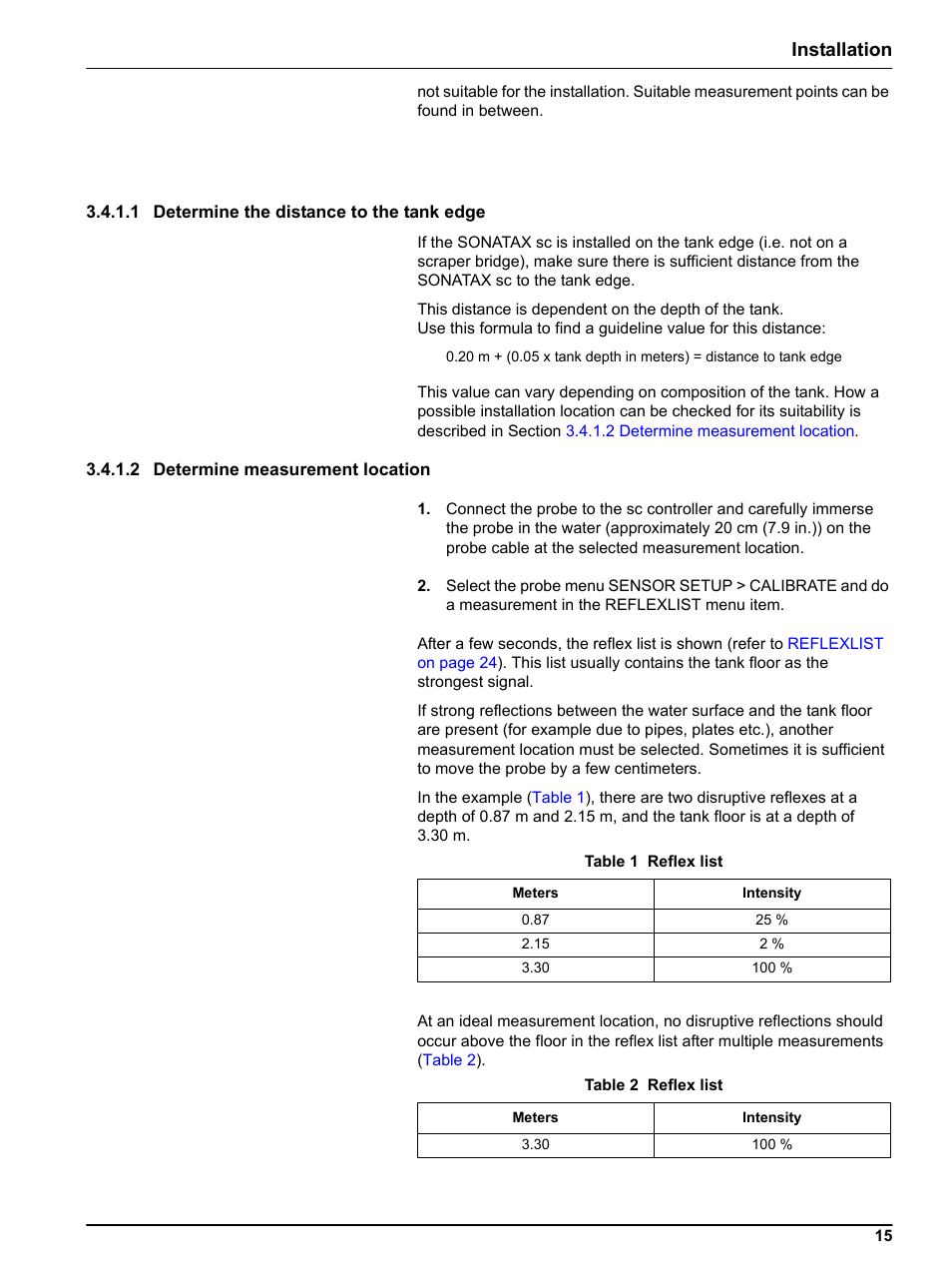 1 determine the distance to the tank edge, 2 determine measurement location, Installation | Hach-Lange SONATAX sc User Manual | Page 15 / 38