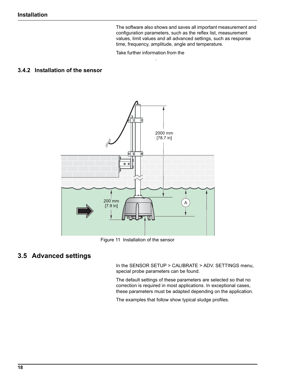 2 installation of the sensor, 5 advanced settings | Hach-Lange SONATAX sc User Manual | Page 18 / 38