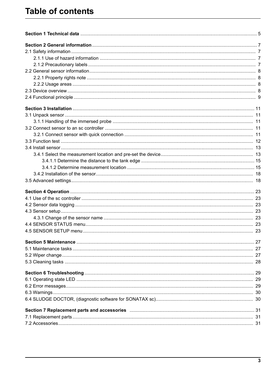 Hach-Lange SONATAX sc User Manual | Page 3 / 38