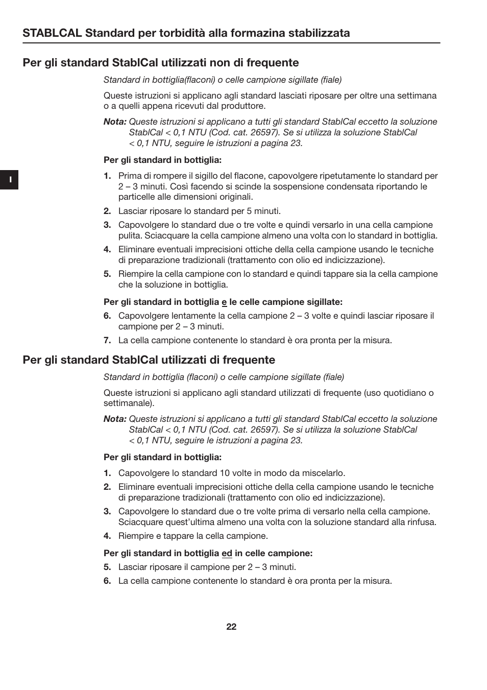 Per gli standard stablcal utilizzati di frequente | Hach-Lange STABLCAL User Manual | Page 22 / 44