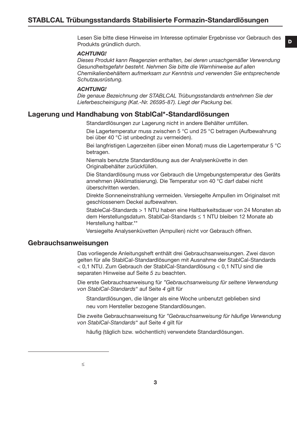 Gebrauchsanweisungen | Hach-Lange STABLCAL User Manual | Page 3 / 44