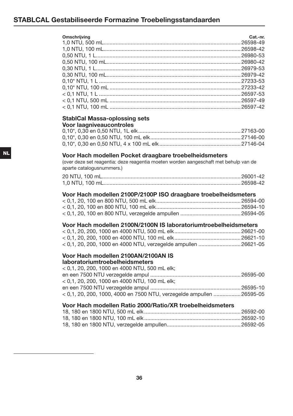 Hach-Lange STABLCAL User Manual | Page 36 / 44