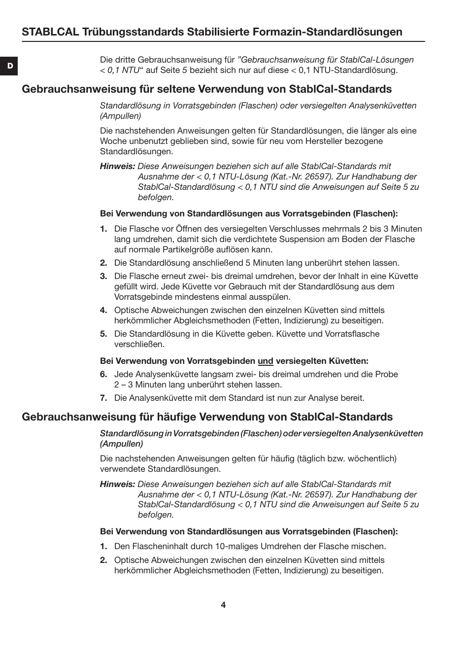 Hach-Lange STABLCAL User Manual | Page 4 / 44
