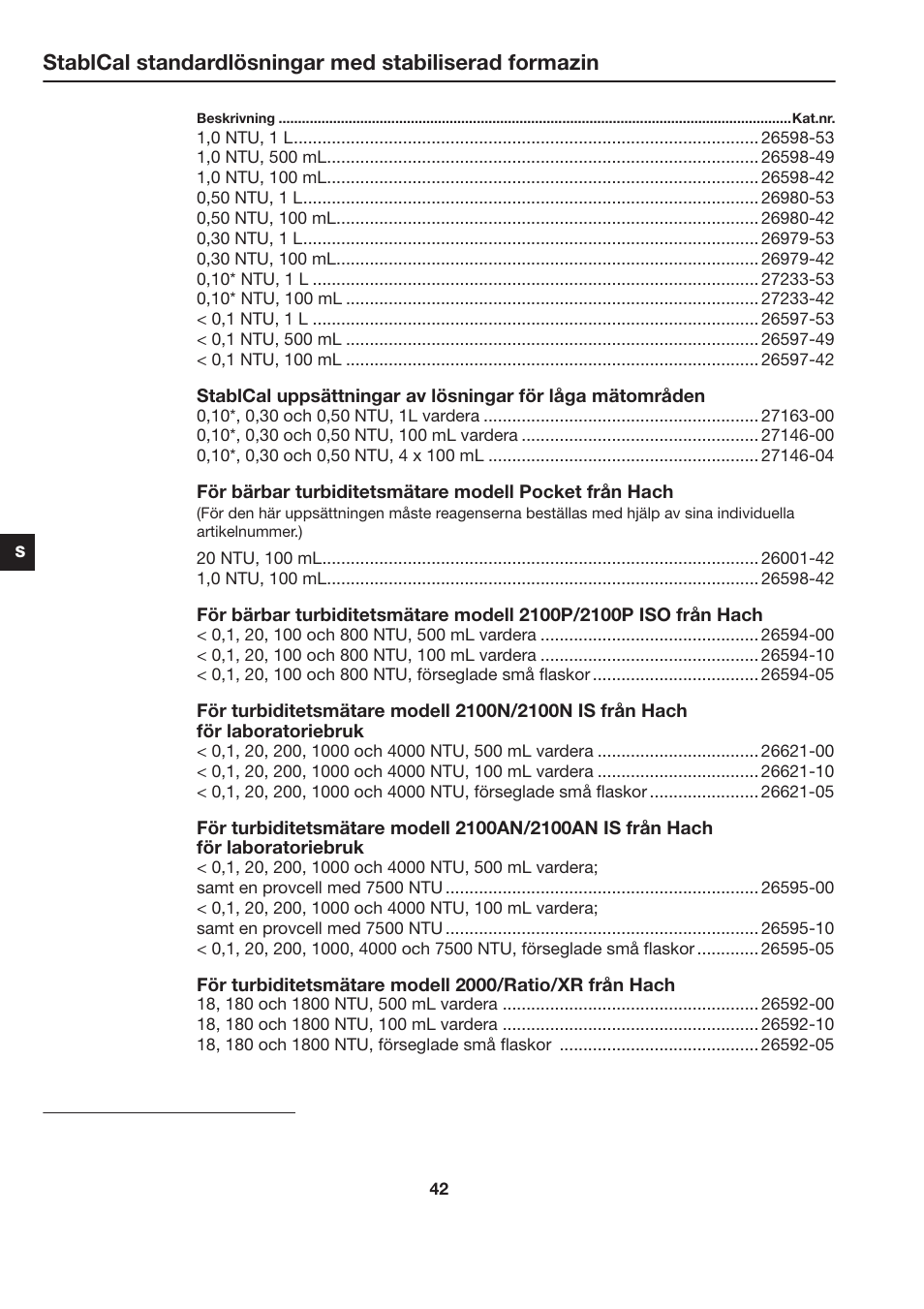 Hach-Lange STABLCAL User Manual | Page 42 / 44