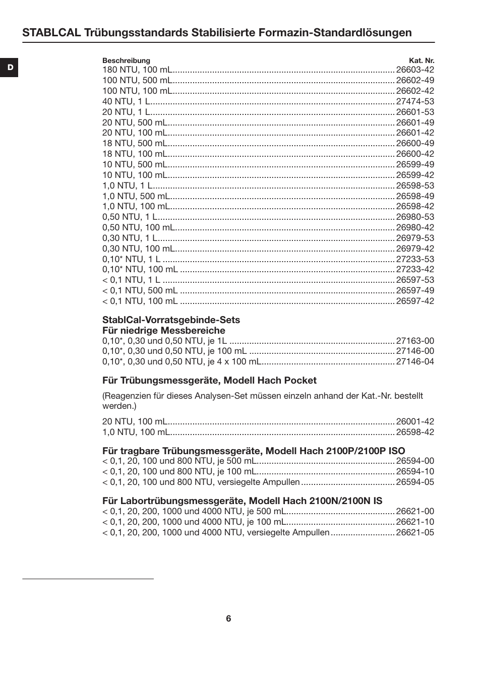 Hach-Lange STABLCAL User Manual | Page 6 / 44