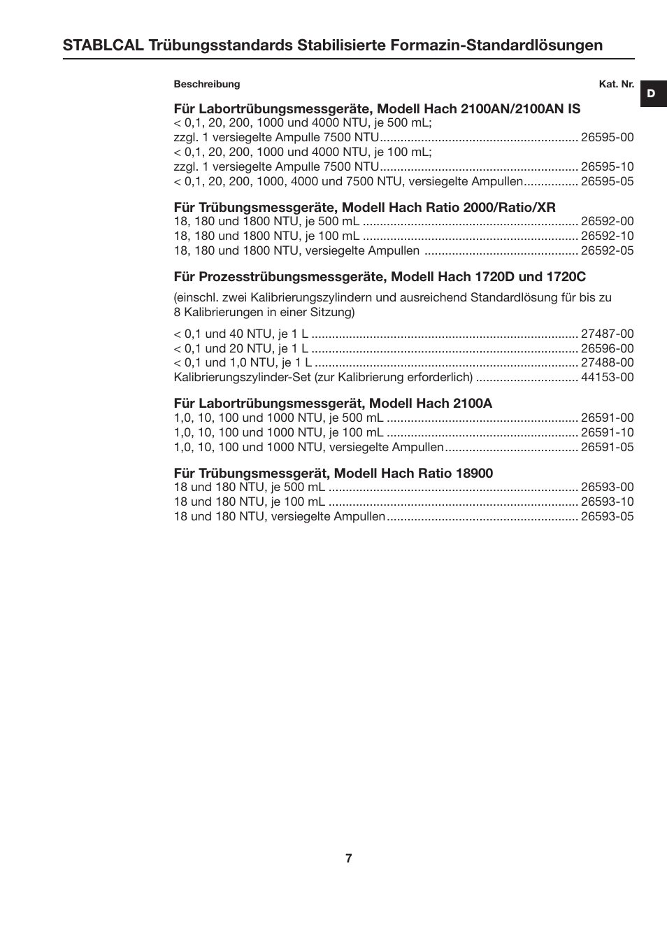 Hach-Lange STABLCAL User Manual | Page 7 / 44