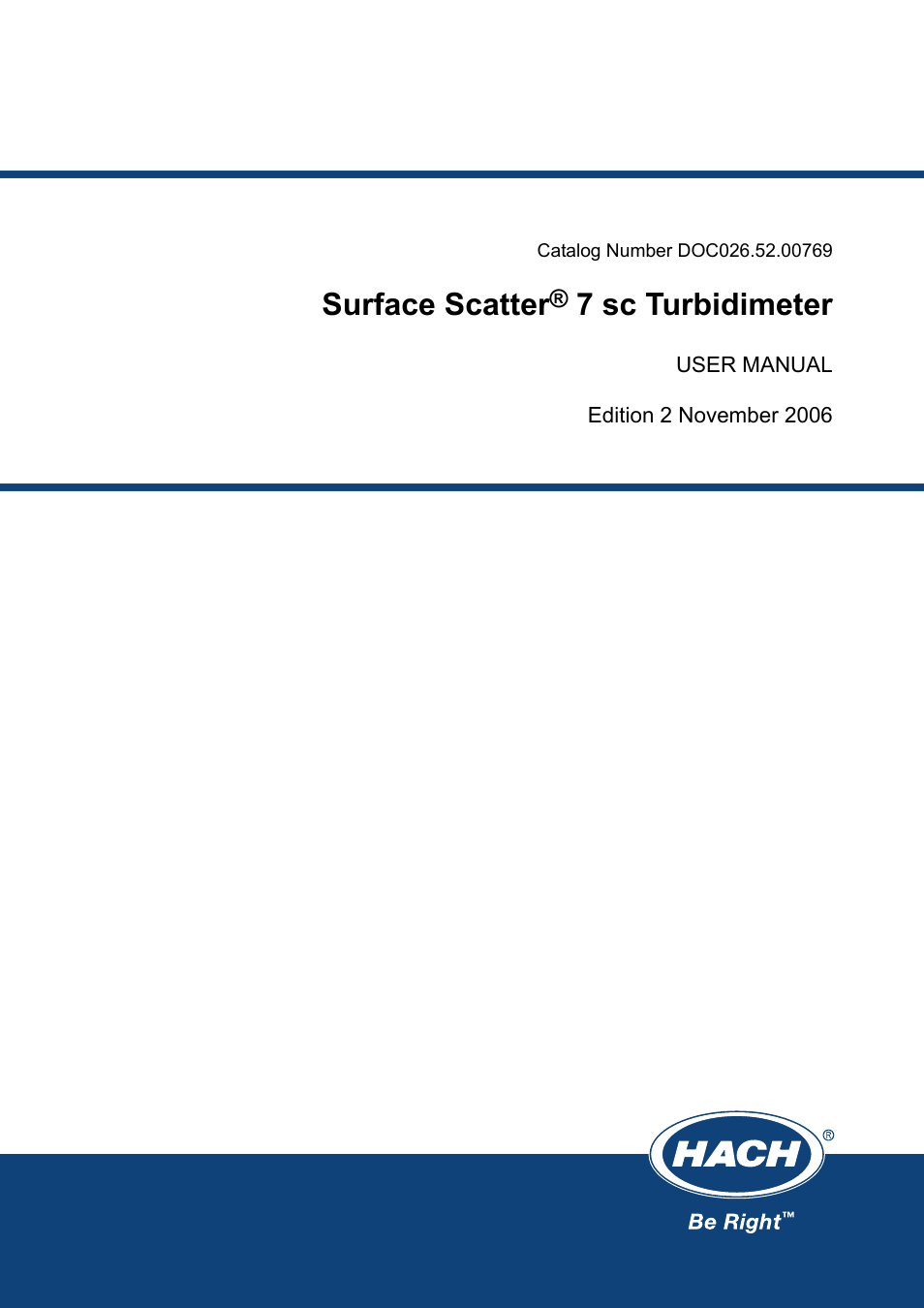 Hach-Lange SURFACE SCATTER 7 sc Turbidimeter User Manual | 64 pages