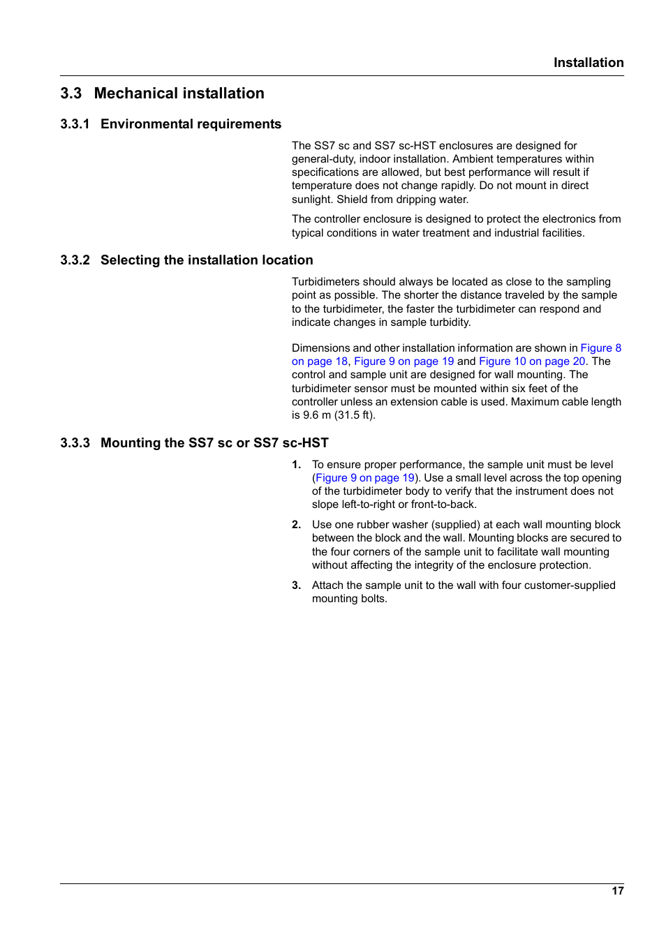3 mechanical installation | Hach-Lange SURFACE SCATTER 7 sc Turbidimeter User Manual | Page 19 / 64