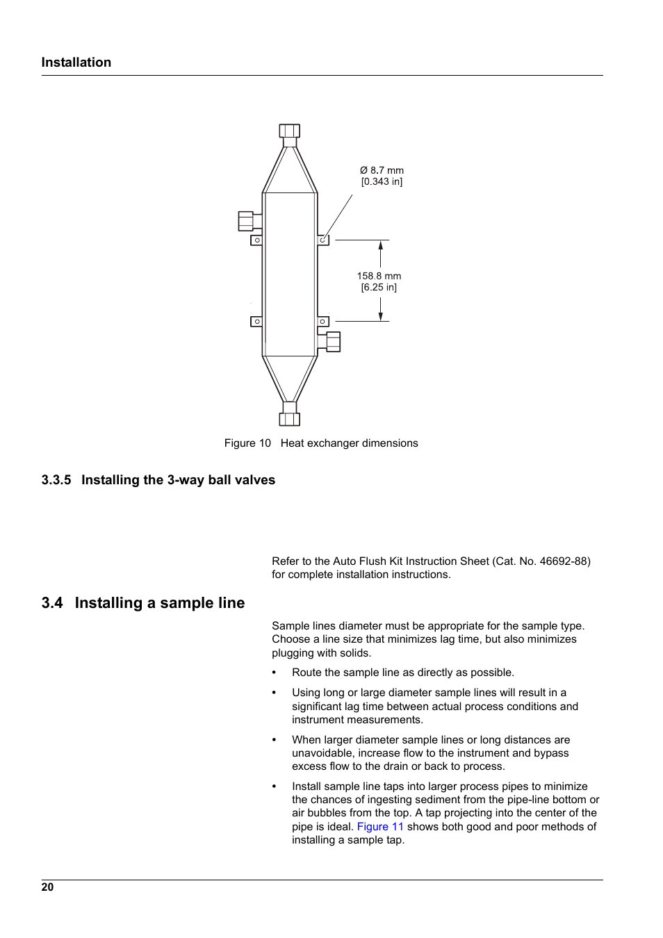 4 installing a sample line | Hach-Lange SURFACE SCATTER 7 sc Turbidimeter User Manual | Page 22 / 64