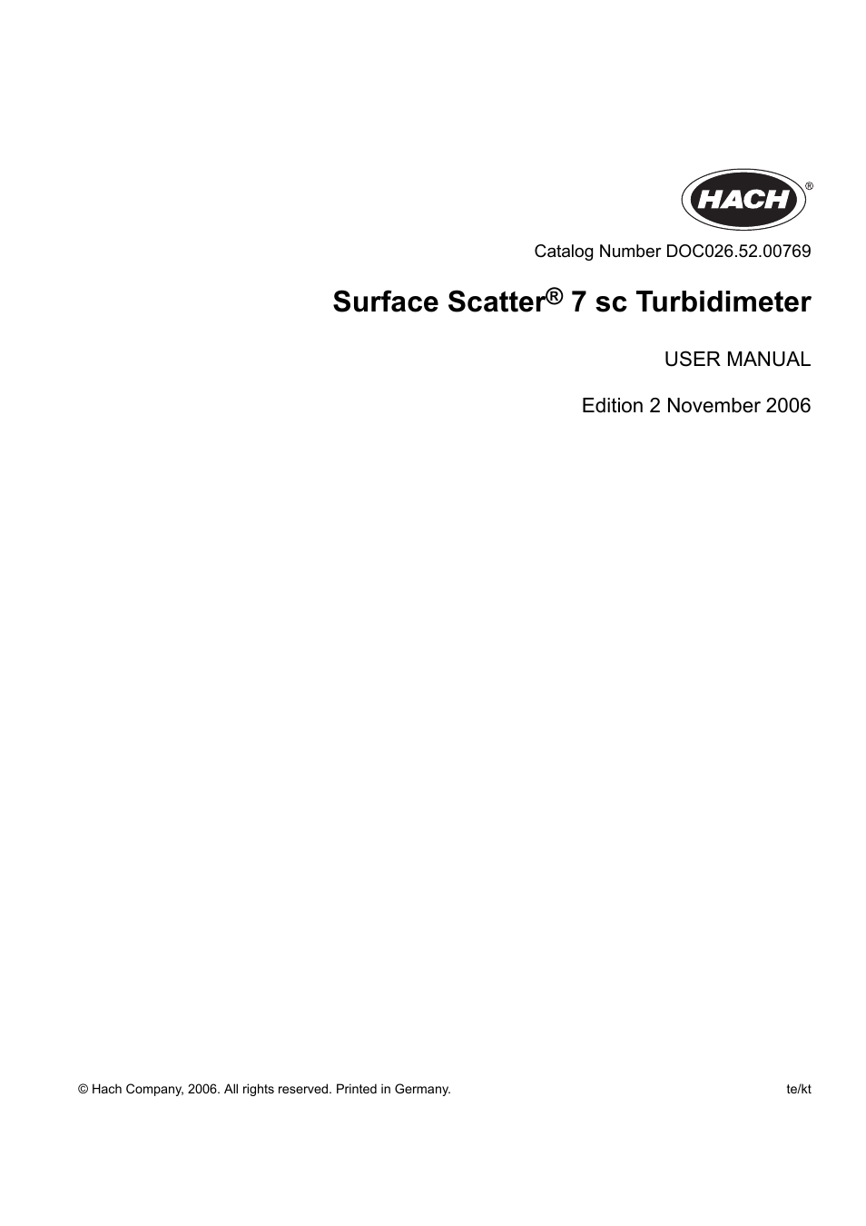 Surface scatter, 7 sc turbidimeter | Hach-Lange SURFACE SCATTER 7 sc Turbidimeter User Manual | Page 3 / 64