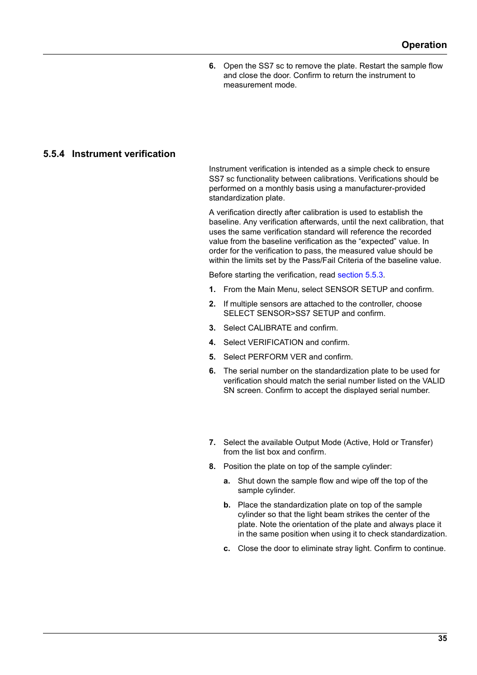 Operation, 4 instrument verification | Hach-Lange SURFACE SCATTER 7 sc Turbidimeter User Manual | Page 37 / 64