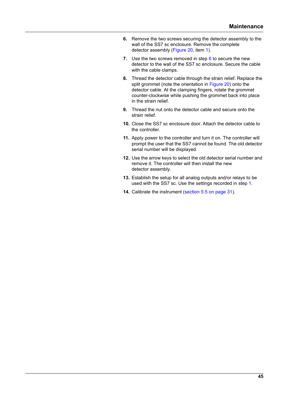 Maintenance | Hach-Lange SURFACE SCATTER 7 sc Turbidimeter User Manual | Page 47 / 64