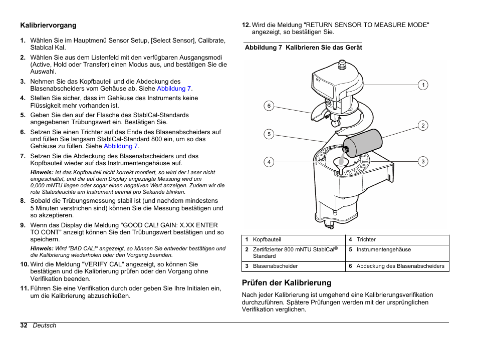 Kalibriervorgang, Prüfen der kalibrierung | Hach-Lange FILTERTRAK FT 660 sc Basic User Manual User Manual | Page 32 / 90