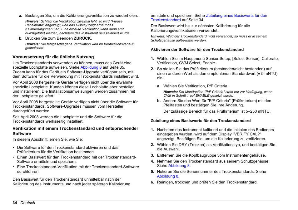 Voraussetzung für die übliche nutzung, Aktivieren der software für den trockenstandard, Zuteilung eines basiswerts für den trockenstandard | Hach-Lange FILTERTRAK FT 660 sc Basic User Manual User Manual | Page 34 / 90