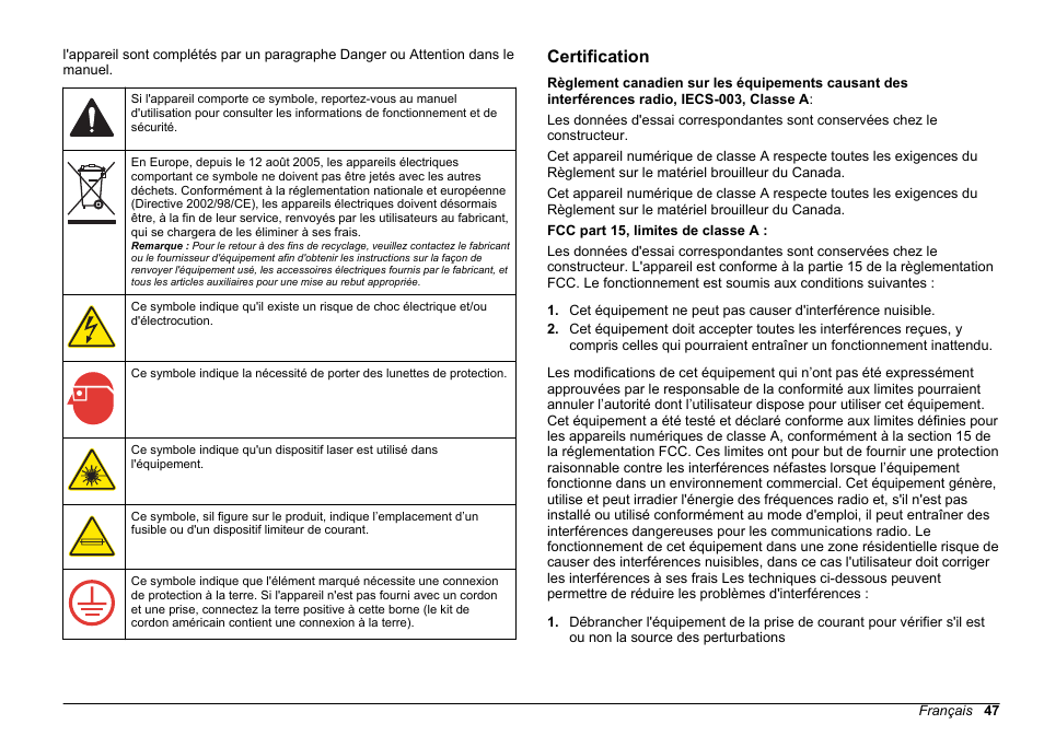 Certification | Hach-Lange FILTERTRAK FT 660 sc Basic User Manual User Manual | Page 47 / 90