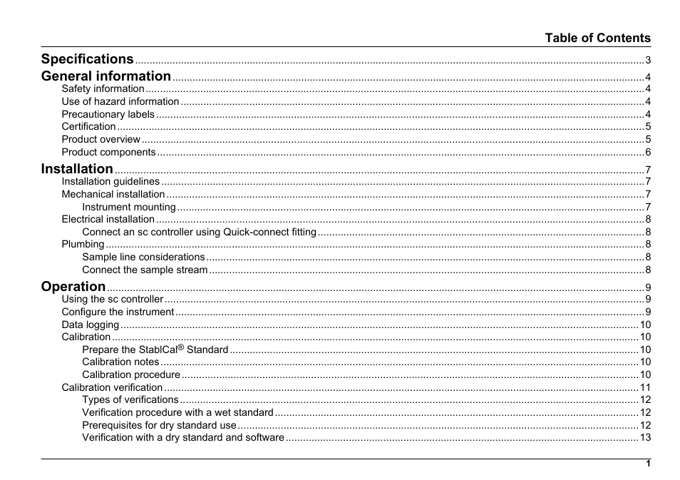 Specifications, General information, Installation | Operation | Hach-Lange FILTERTRAK FT 660 sc User Manual User Manual | Page 3 / 30