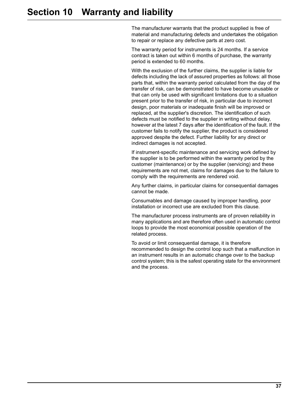 Section 10 warranty and liability | Hach-Lange 1720E Low Range Turbidimeter User Manual | Page 41 / 48
