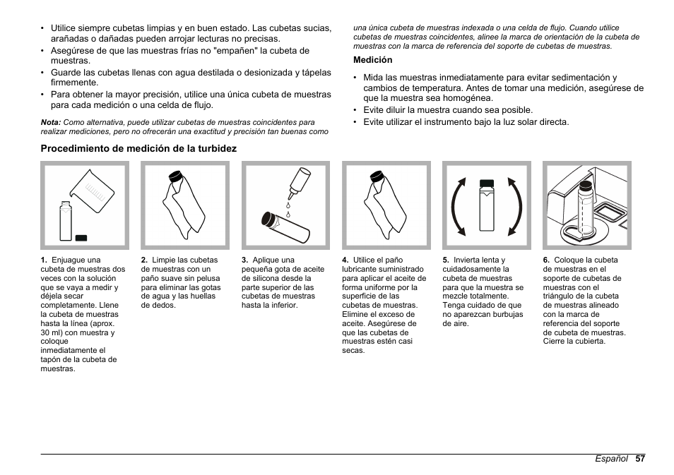 Procedimiento de medición de la turbidez | Hach-Lange 2100 N IS Laboratory Turbidimeter Basic User Manual User Manual | Page 57 / 64