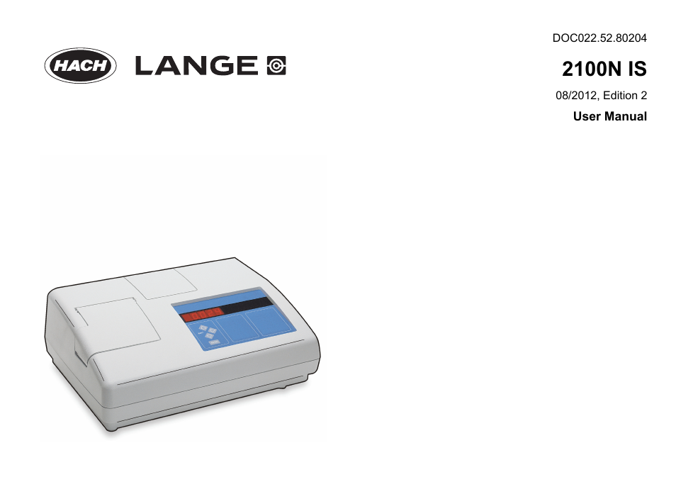 Hach-Lange 2100 N IS Laboratory Turbidimeter User Manual User Manual | 42 pages