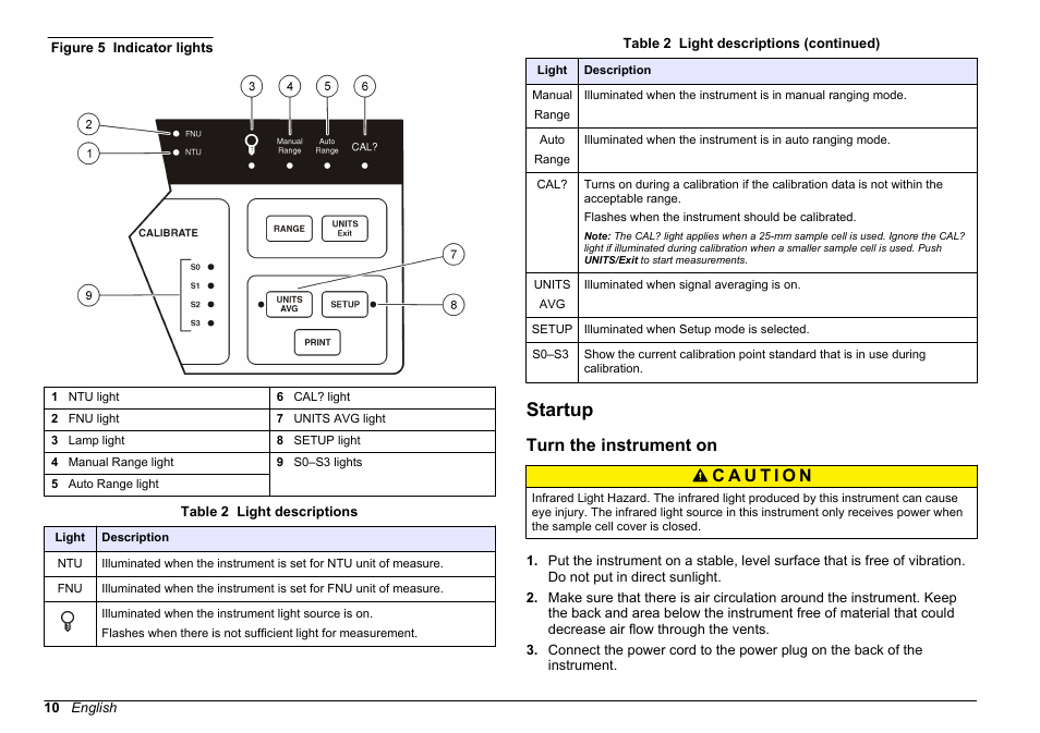 Startup, Turn the instrument on | Hach-Lange 2100 N IS Laboratory Turbidimeter User Manual User Manual | Page 12 / 42