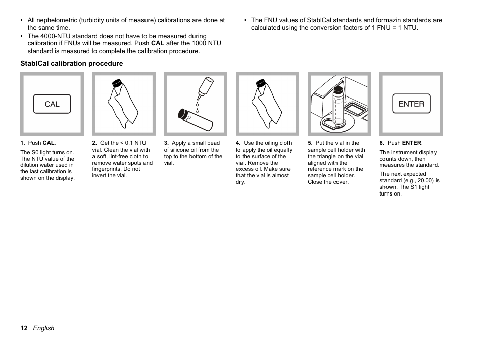 Stablcal calibration procedure | Hach-Lange 2100 N IS Laboratory Turbidimeter User Manual User Manual | Page 14 / 42