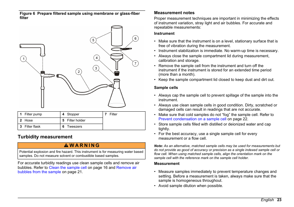 Turbidity measurement, Measurement notes, Figure 6 | With a membrane | Hach-Lange 2100 N IS Laboratory Turbidimeter User Manual User Manual | Page 25 / 42