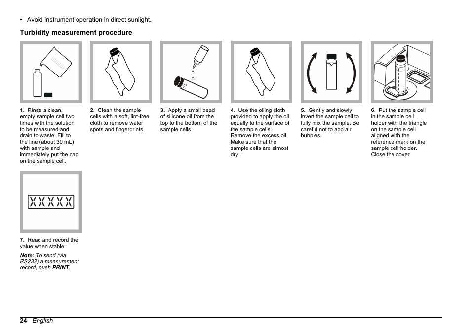 Turbidity measurement procedure | Hach-Lange 2100 N IS Laboratory Turbidimeter User Manual User Manual | Page 26 / 42