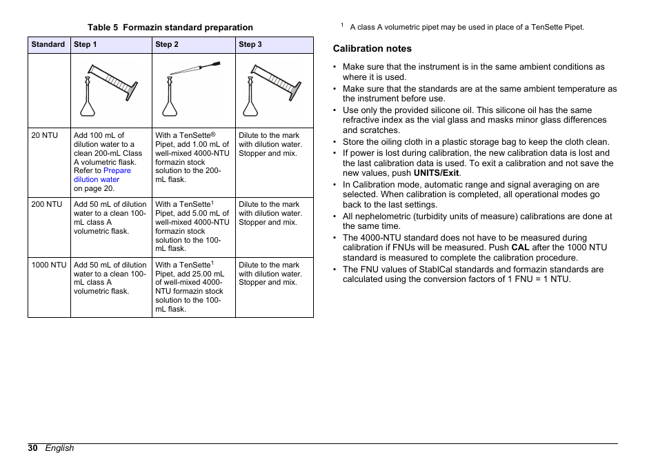 Calibration notes, Table 5 | Hach-Lange 2100 N IS Laboratory Turbidimeter User Manual User Manual | Page 32 / 42