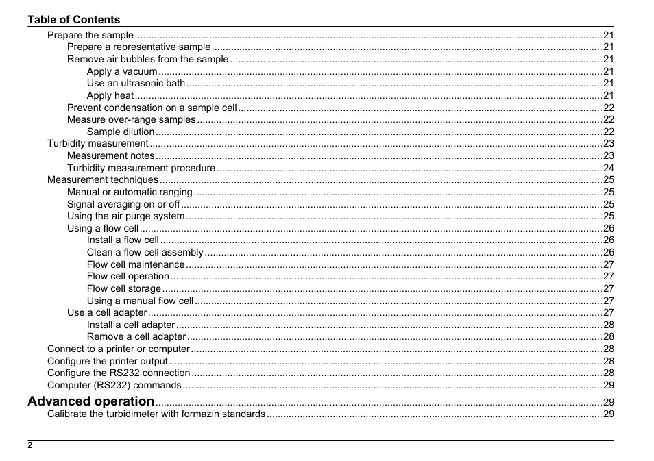 Advanced operation | Hach-Lange 2100 N IS Laboratory Turbidimeter User Manual User Manual | Page 4 / 42